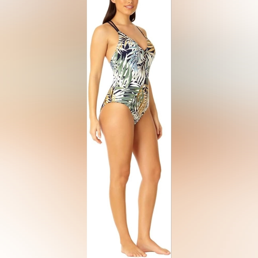 Hurley One Piece Tropical Print Strappy Swimsuit In XL